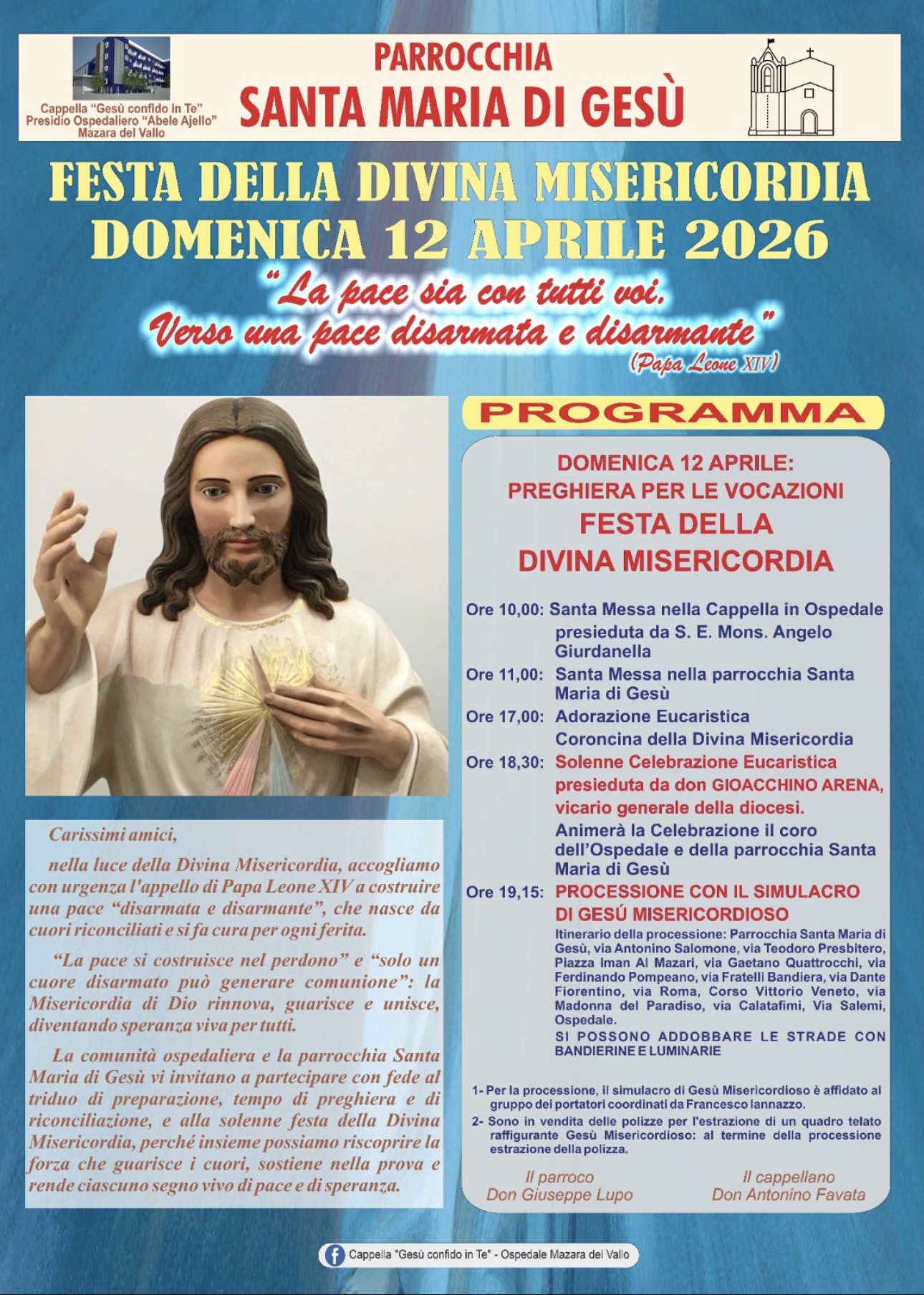 Mazara del Vallo, la Divina Misericordia in cammino: il dono della Pace ...